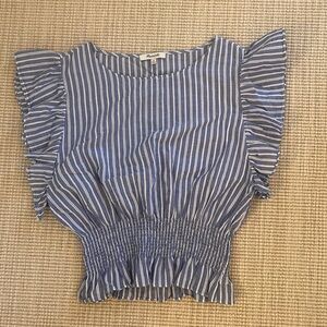 Madewell blue and white stripe blouse